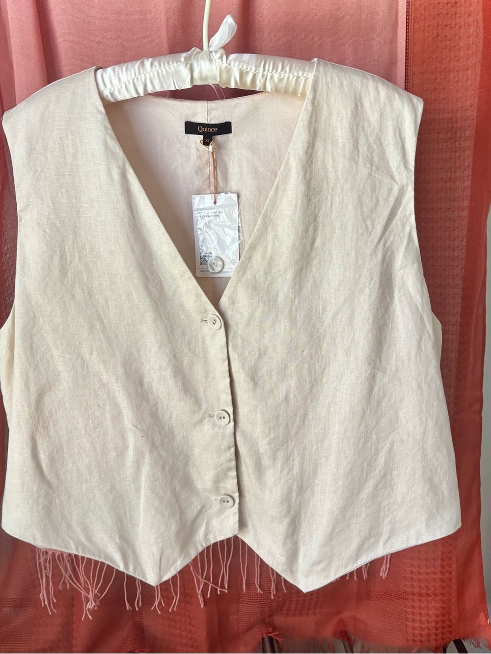 Quince Cream Linen Button-Front Vest
